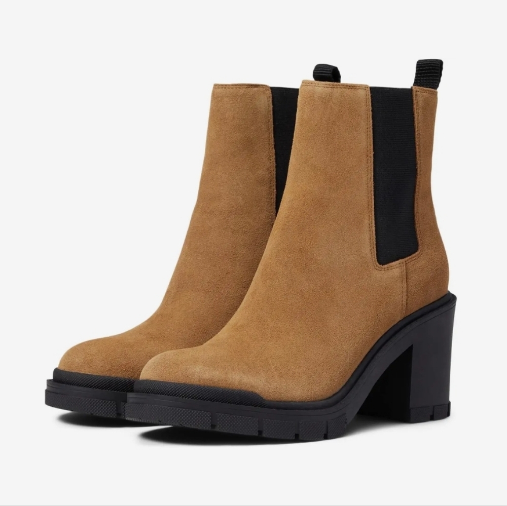 Marc Fisher LTD Vanlisa Tan Suede Chelsea Lug Sole Boots NIB Size 10 - Picture 4 of 9